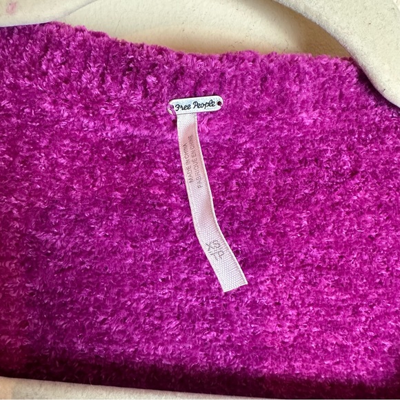 Free people Open Front Sweater Cardigan Hot Pink Cinched Tie Sleeves Women’s XS - Picture 9 of 14
